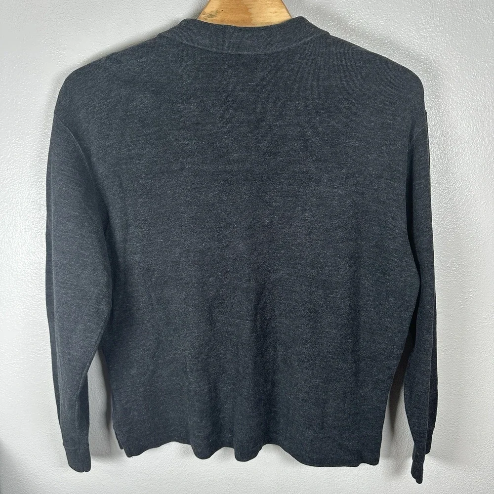 Polo Ralph Lauren Quarter Zip Sweater Men's Large Tall LT Charcoal Gray Cotton